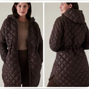 Athleta Whisper Featherless Puffer Parka Toasted Brown Size Medium